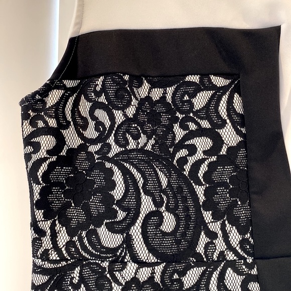 NWOT Beautiful light cream and black lace peplum shirt, Petite Small - Picture 2 of 8